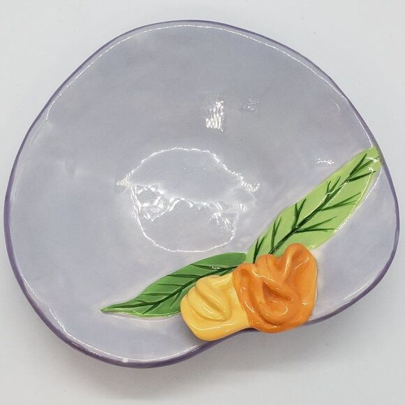Bella Casa by Ganz Signed Susan Paley Purple Orange Flower Ceramic Cup & Saucer - Picture 8 of 13